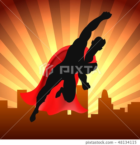 Superhero over city Superhero over city 48134115