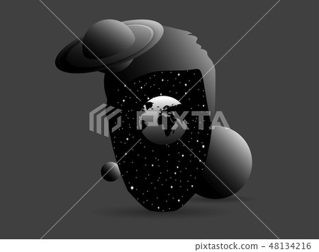Surrealism, space in the head, stars and planets Surrealism, space in the head, stars and planets 48134216