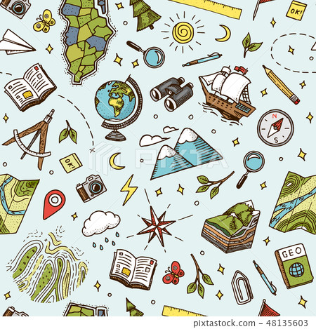 Geography symbols seamless pattern. Equipments... - Stock Illustration  [48135603] - PIXTA