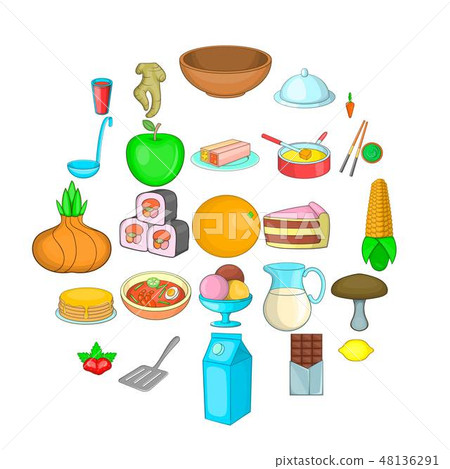 Culinary ingredient icons set, cartoon style 48136291