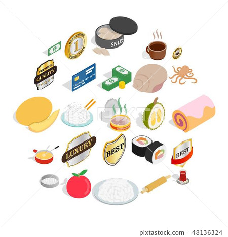 Pastille icons set, isometric style 48136324