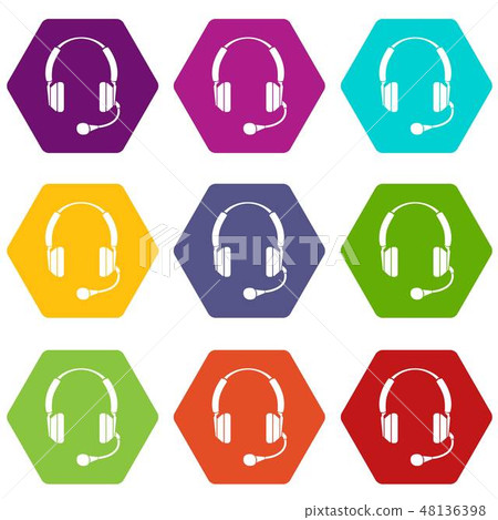 Headphones icons set 9 vector 48136398