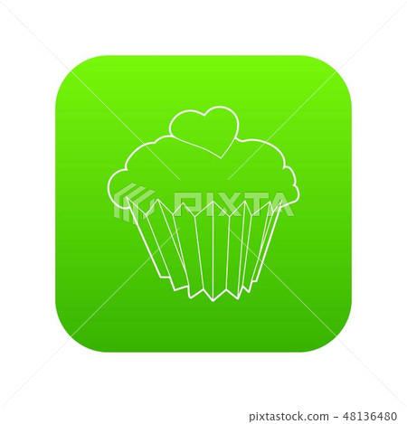 Cupcake icon green vector Cupcake icon green vector 48136480