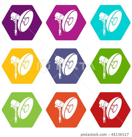 Professional studio light icons set 9 vector Professional studio light icons set 9 vector 48136527