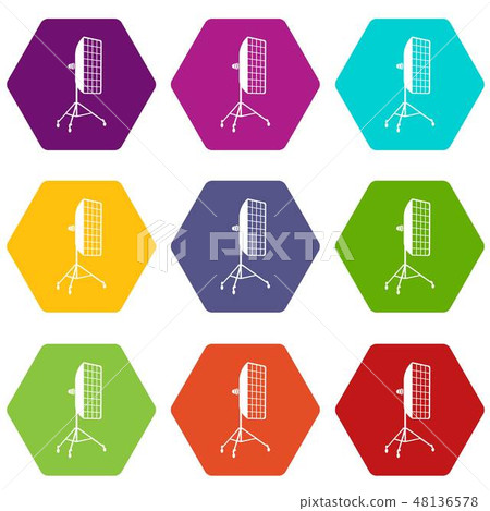 Photographic studio equipment icons set 9 vector Photographic studio equipment icons set 9 vector 48136578