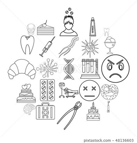 Odontic icons set, outline style 48136603