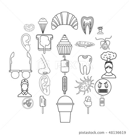 Dental clinic icons set, outline style 48136619