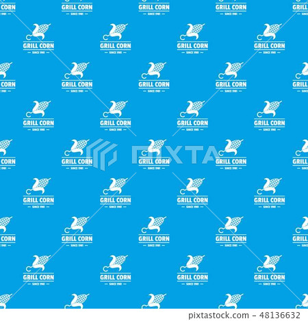 Grill corn pattern vector seamless blue Grill corn pattern vector seamless blue 48136632