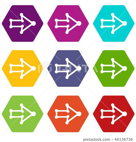 Right arrow with thick contour icons set 9 vector Right arrow with thick contour icons set 9 vector 48136736