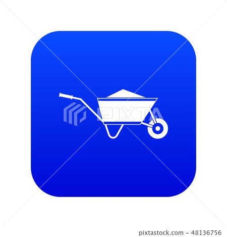 Wheelbarrow with sand icon digital blue Wheelbarrow with sand icon digital blue 48136756