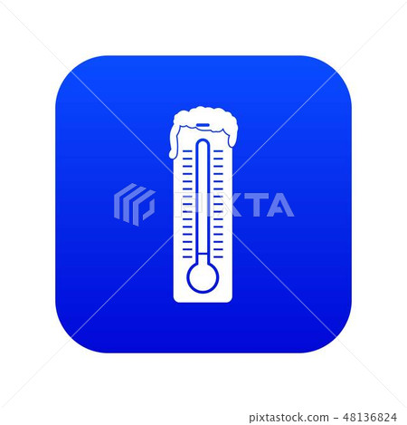 Thermometer icon digital blue 48136824