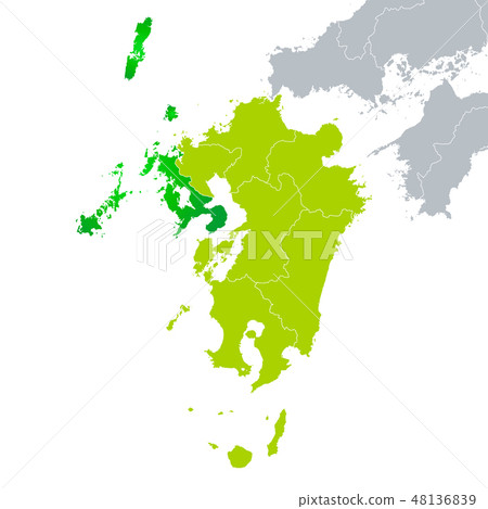 长崎县地图和九州地区 图库插图