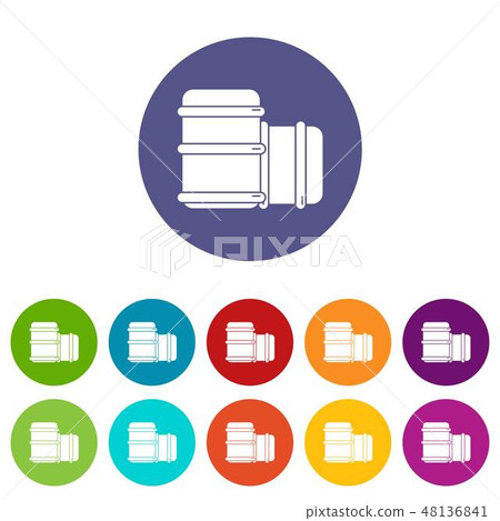 Paintball barell equipment icons set vector color Paintball barell equipment icons set vector color 48136841