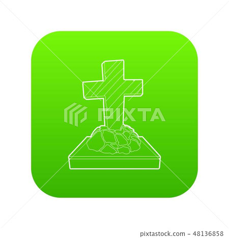 Grave icon green vector Grave icon green vector 48136858
