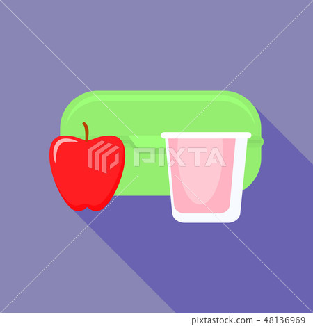 Green lunchbox icon, flat style Green lunchbox icon, flat style 48136969