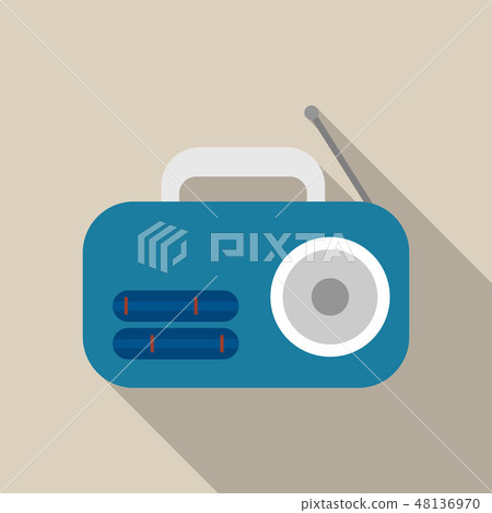 Blue radio icon, flat style 48136970
