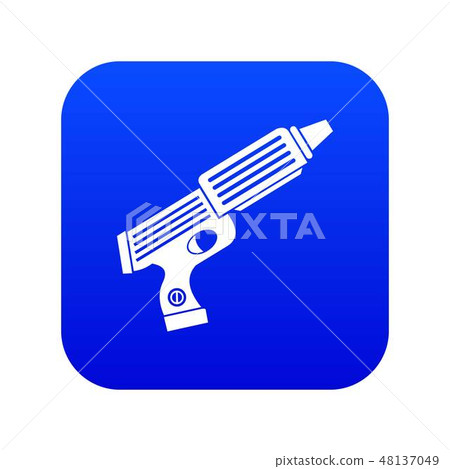 Plastic gun toy icon digital blue 48137049