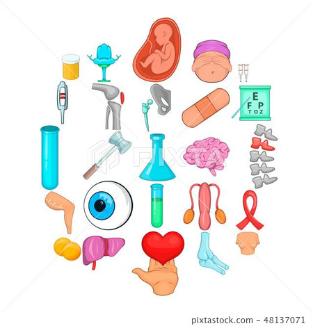 Disorganization icons set, cartoon style 48137071