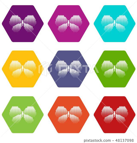 Abstract butterfly icons set 9 vector 48137098