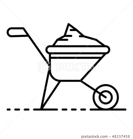 Full sand wheelbarrow icon, outline style Full sand wheelbarrow icon, outline style 48137458