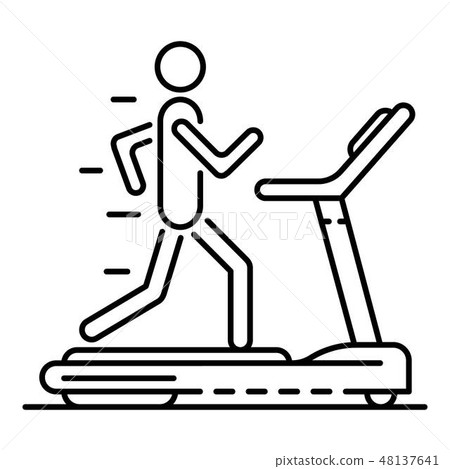 Boy at treadmill icon, outline style Boy at treadmill icon, outline style 48137641