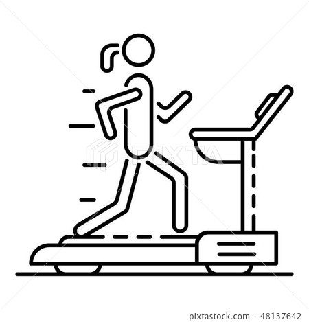 Girl at treadmill icon, outline style Girl at treadmill icon, outline style 48137642
