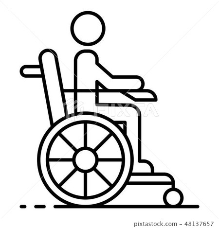 Man in wheel chair icon, outline style Man in wheel chair icon, outline style 48137657