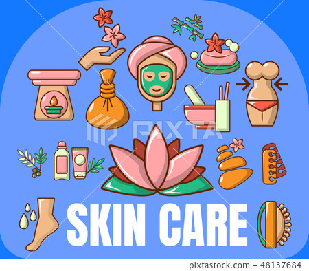 Skin care concept banner, cartoon style 48137684