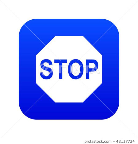 Stop sign icon digital blue 48137724