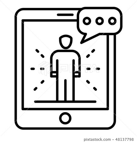 Tablet webinar start icon, outline style Tablet webinar start icon, outline style 48137798