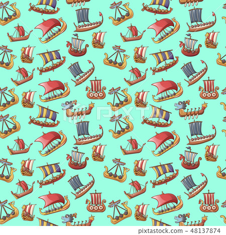 Ship pattern seamless, cartoon style Ship pattern seamless, cartoon style 48137874