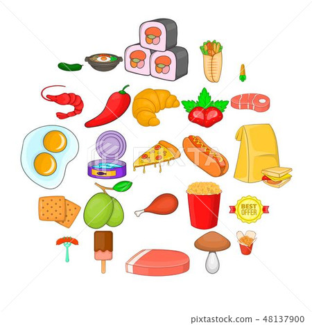 Partake icons set, cartoon style 48137900