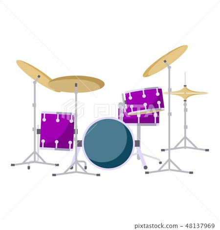 Modern drums kit icon, flat style Modern drums kit icon, flat style 48137969