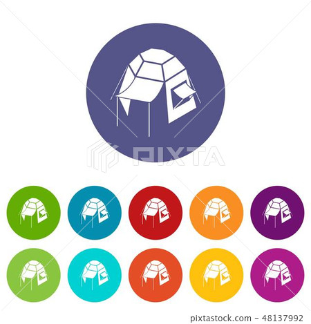 Camping tent icons set vector color - Stock Illustration [48137992] - PIXTA