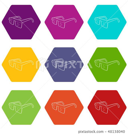 Smart glasses icons set 9 vector 48138040
