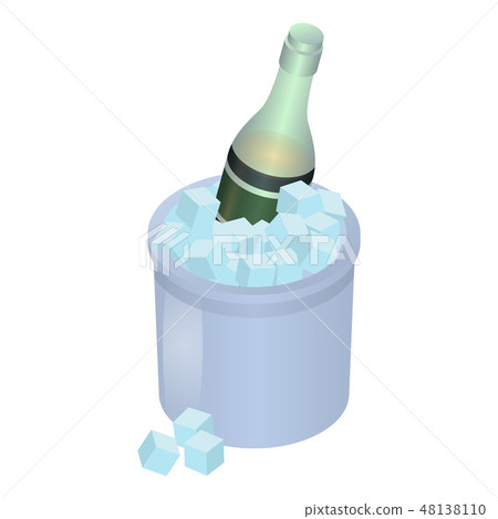 Champagne In Ice Box Icon Isometric Style 插圖素材 圖庫