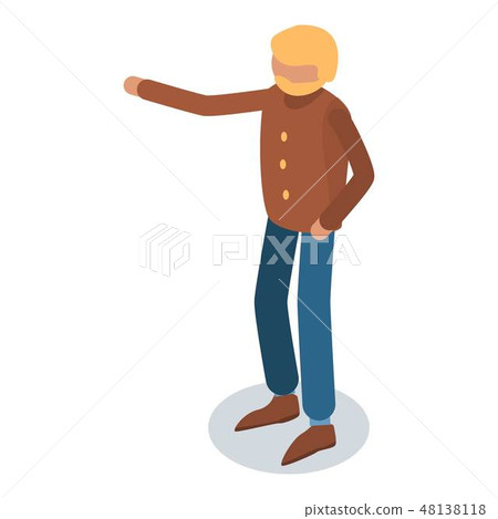 Old man hand up icon, isometric style Old man hand up icon, isometric style 48138118