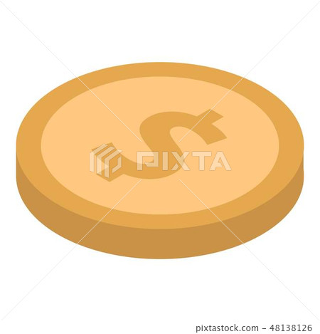Gold coin dollar icon, isometric style - Stock Illustration [48138126 ...