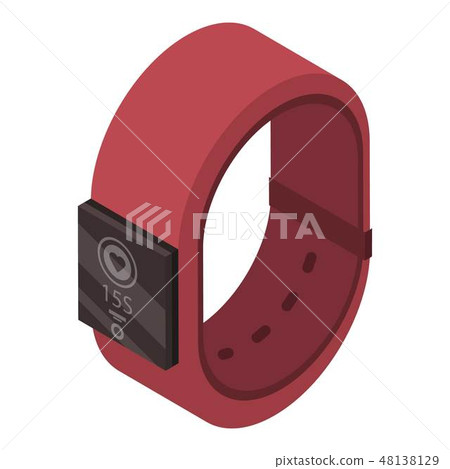 Red smart band icon, isometric style 48138129