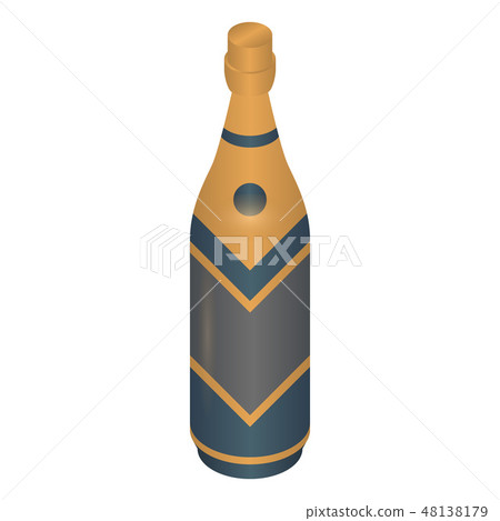 New Year champagne bottle icon, isometric style - Stock Illustration ...