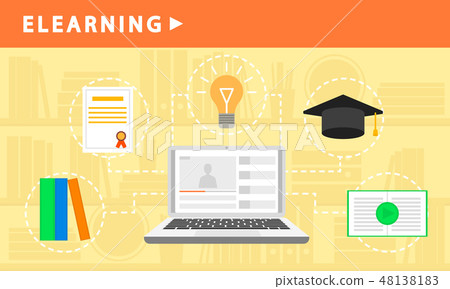Web learning banner, flat style - Stock Illustration [48138183] - PIXTA