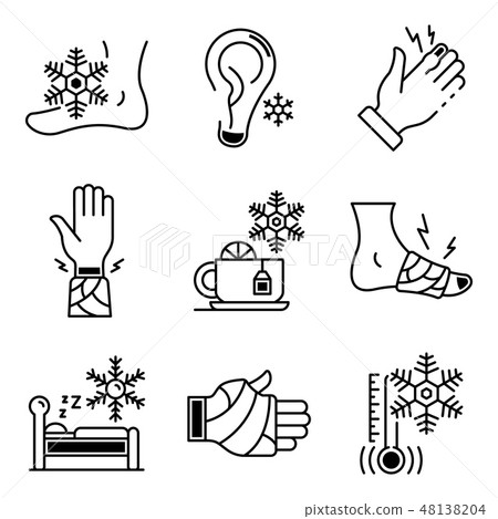 Frostbite icons set, outline style - Stock Illustration [48138204] - PIXTA