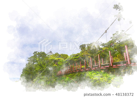 Suspension bridge on the Jokesaki coast 48138372