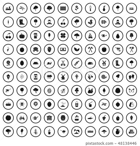 100 agriculture icons set in simple style 48138446