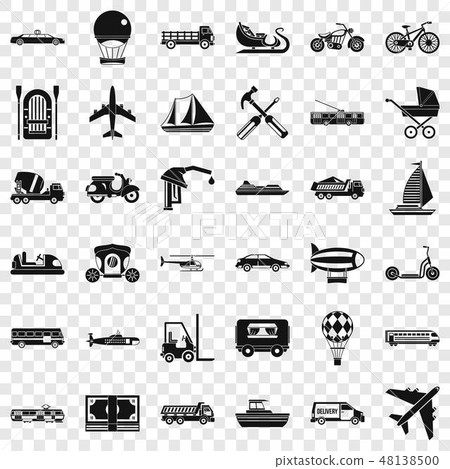 Flying transport icons set, simple style Flying transport icons set, simple style 48138500