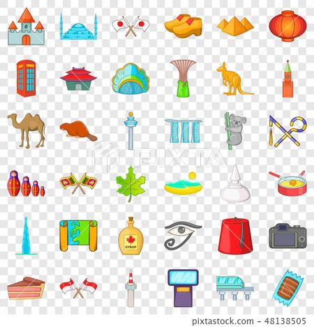 Good landmark icons set, cartoon style Good landmark icons set, cartoon style 48138505