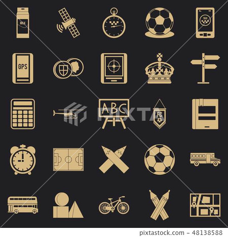 Motorbus icons set, simple style Motorbus icons set, simple style 48138588