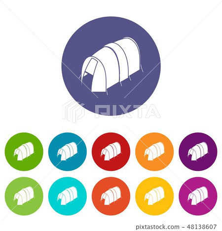 Long tent icons set vector color Long tent icons set vector color 48138607