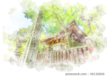 Takao mountain meditation watercolor painting Takao mountain meditation watercolor painting 48138840