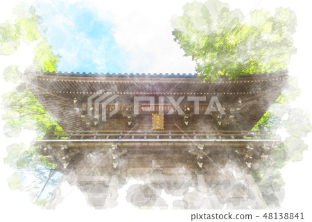 Takao mountain meditation watercolor painting Takao mountain meditation watercolor painting 48138841